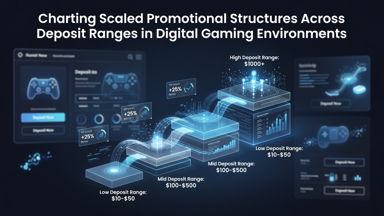 Digital gaming interface displaying tiered deposit bonus structures across multiple account levels