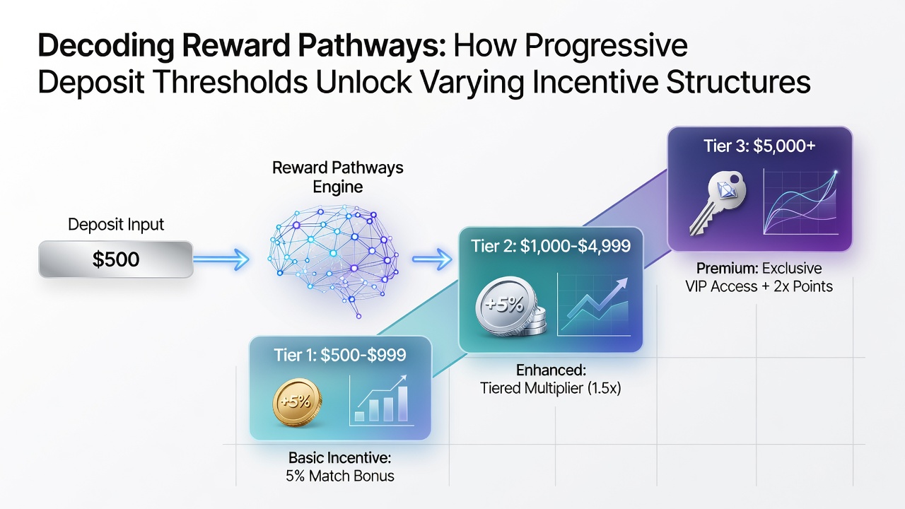 Chart illustrating deposit threshold levels and corresponding incentive structures for online gambling users