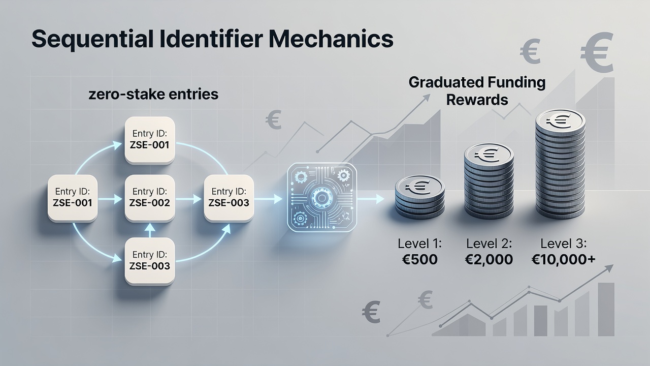 Flowchart illustrating euro deposit thresholds and corresponding reward tiers activated by sequential identifiers